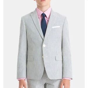 NWT Lauren Ralph Lauren Boys Cotton Striped Suit Jacket Blazer Classic Preppy